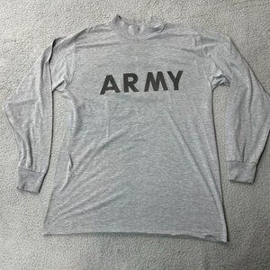 Army Shirt Adult Large Grey PT Physical Training Uniform Reflective  USGI Train*